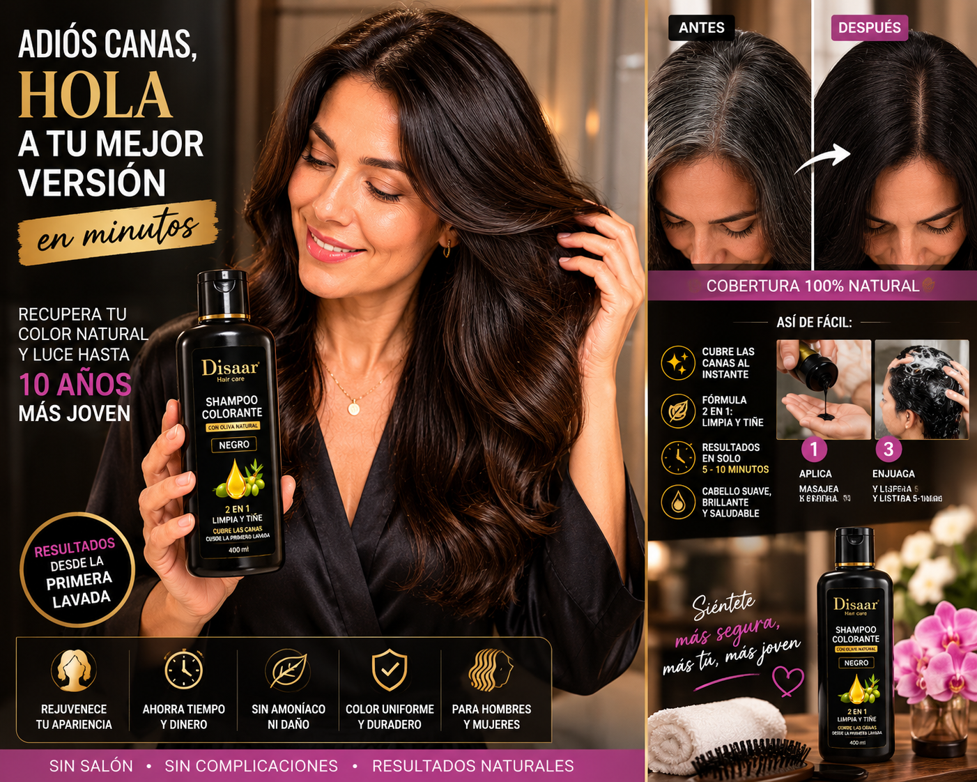 🖤 Elimina las Canas Desde la Primera Lavada 🖤